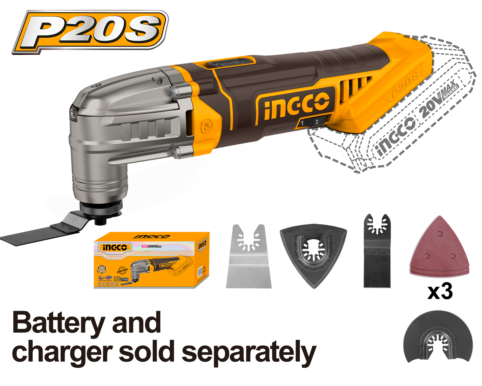 INGCO 20V PS+C/L MULTITOOL - No B/C