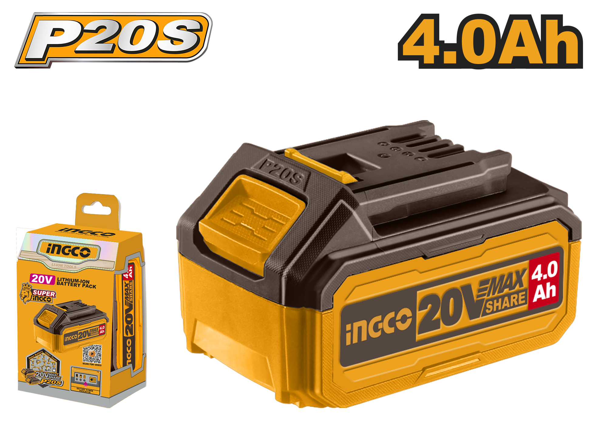 INGCO 20V PS+C/L BATTERY 4AH