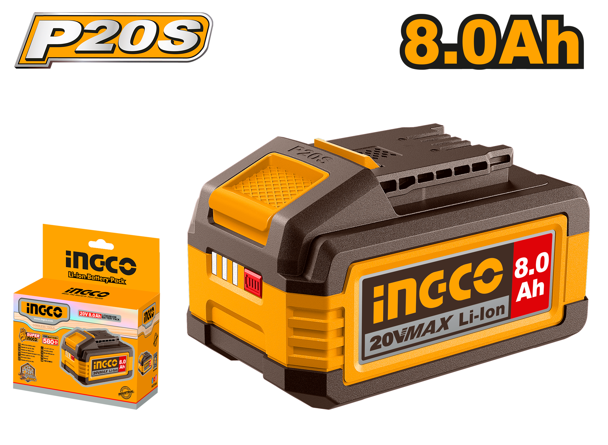 INGCO 20V PS+C/L 8AH BATTERY