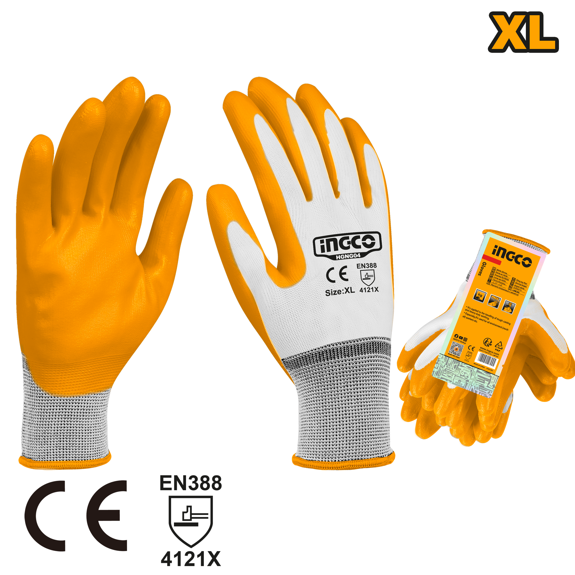 INGCO GLOVE NITRILE PALM XL