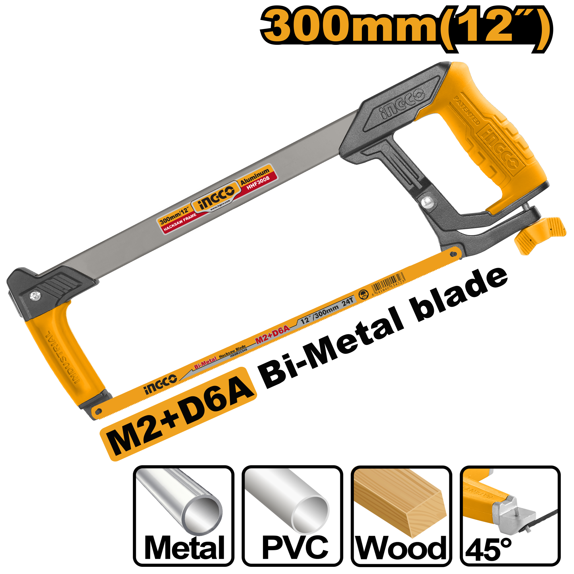 INGCO HACKSAW FRAME 300MM S/GRIP