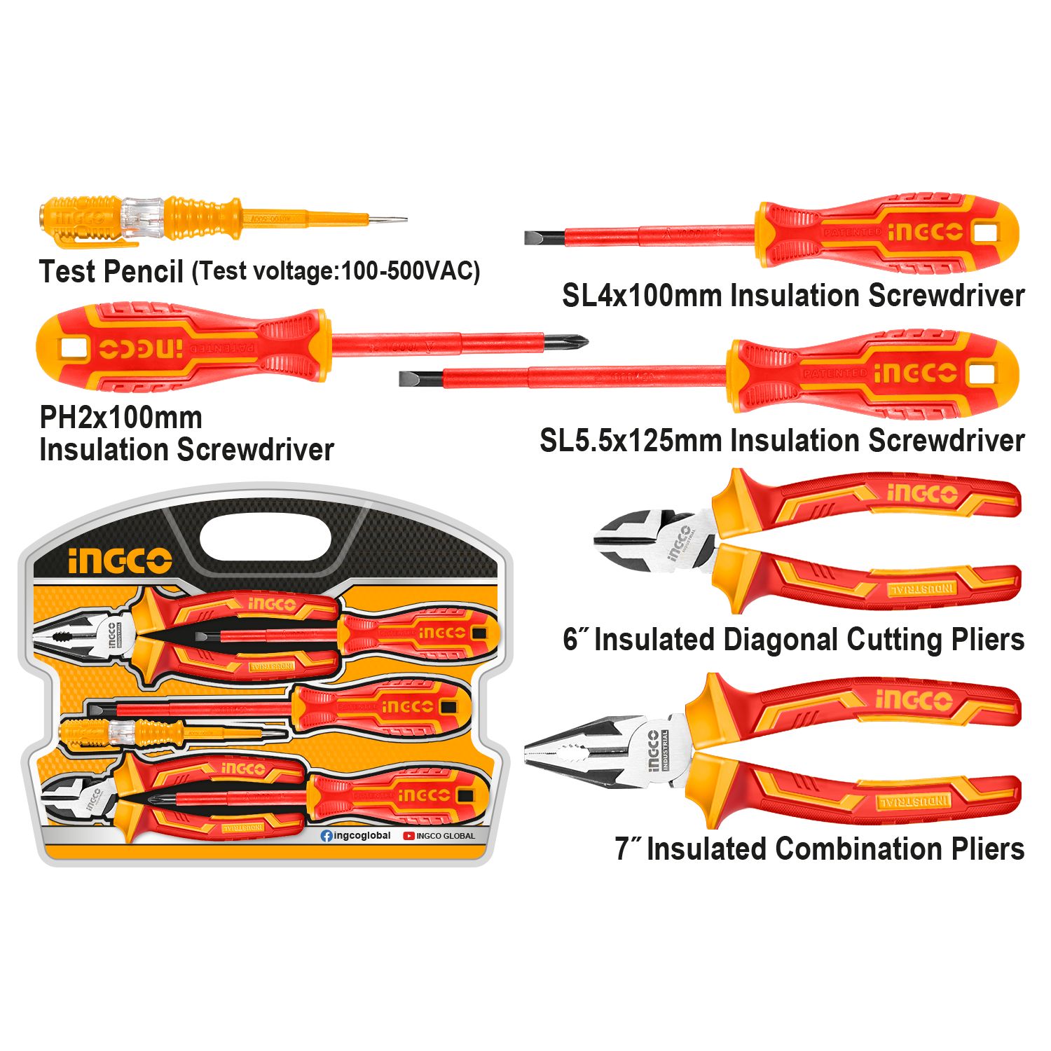 INGCO 6P INSULATED TOOL SET VDE BLISTER