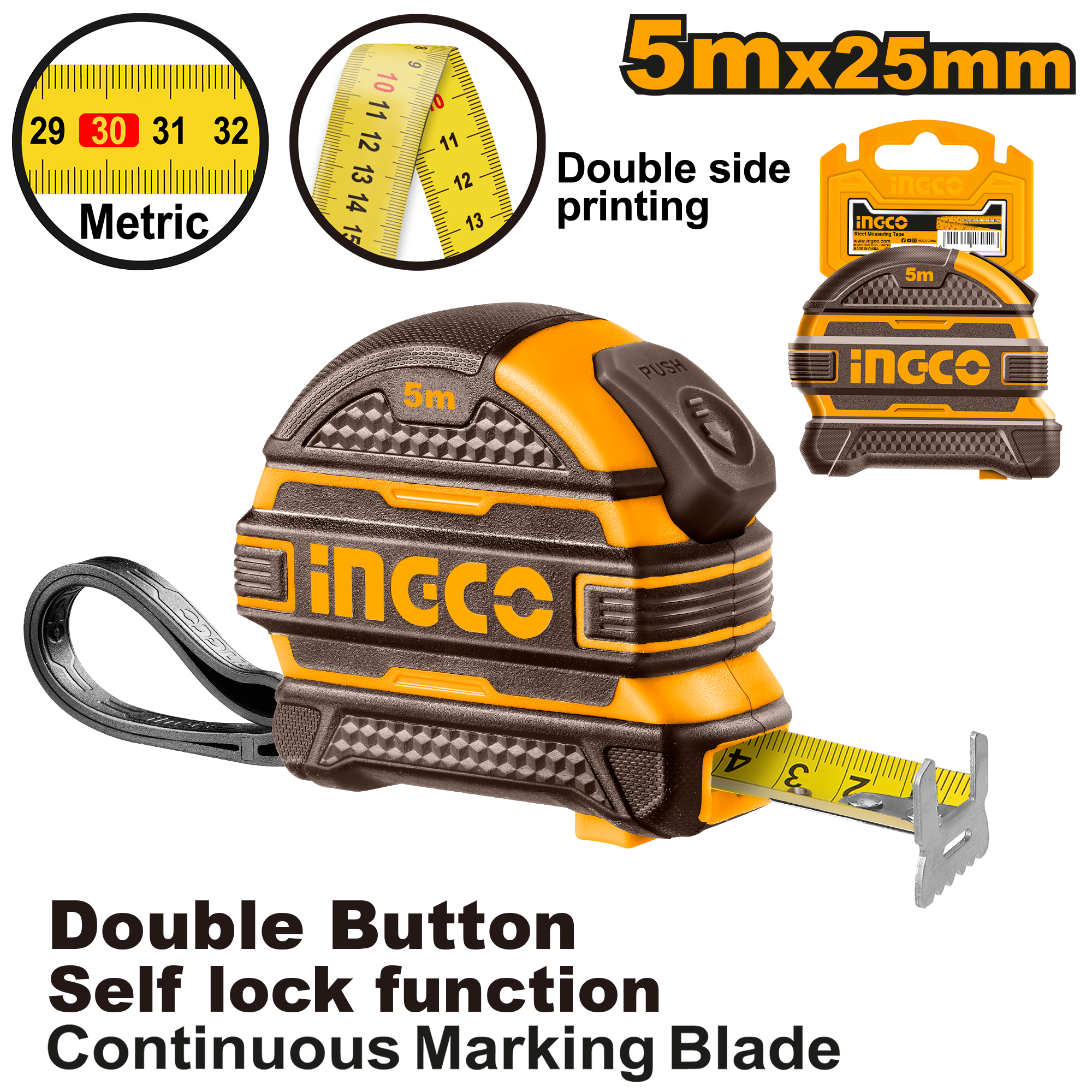 INGCO TAPE MEASURE R/CASE 5MX25MM