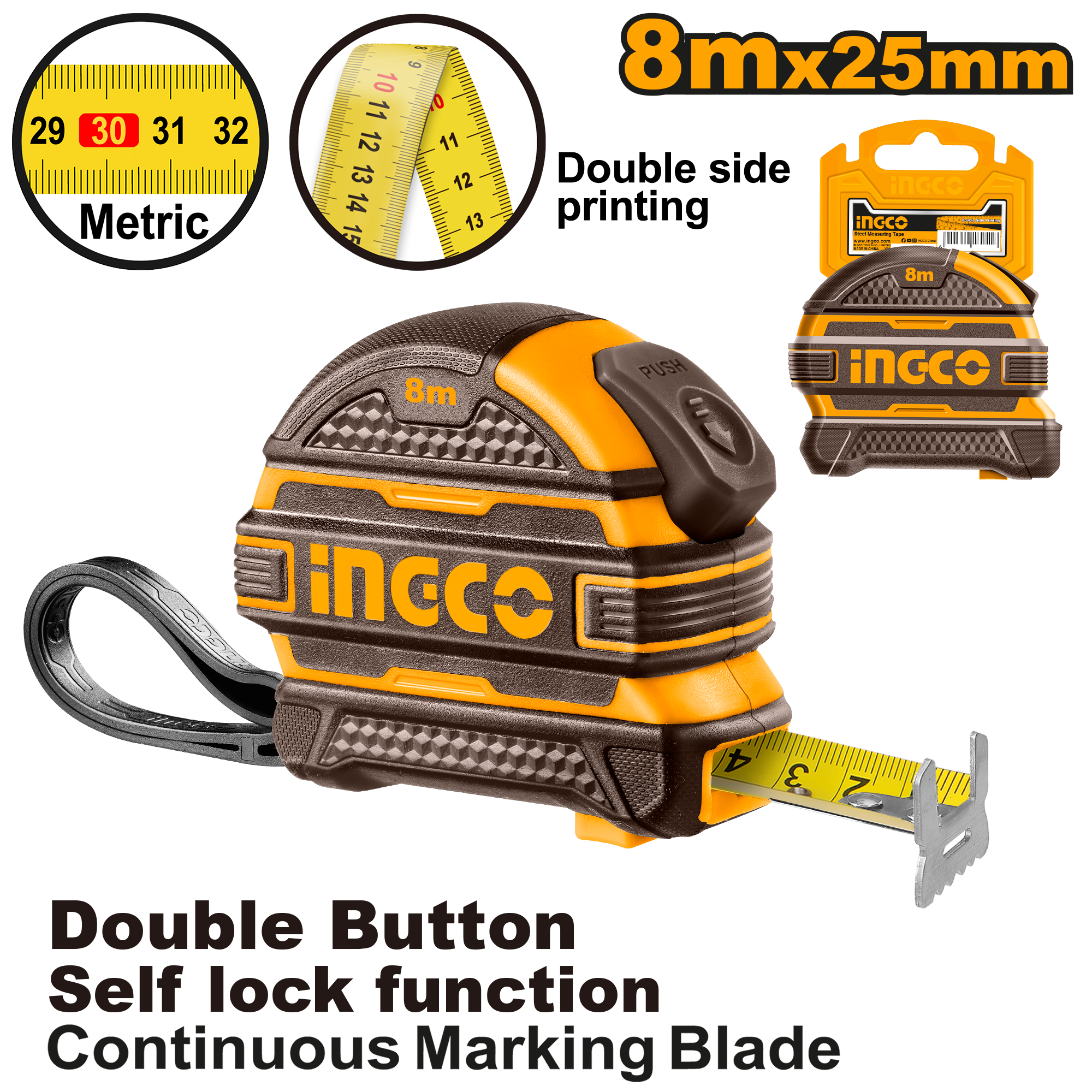 INGCO TAPE MEASURE R/CASE 8MX25MM